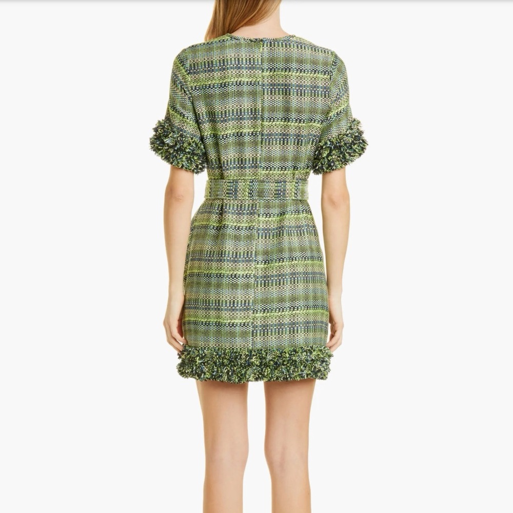 cinq a sept Green Tweed Mini Dress with Belt - Picture 2 of 13